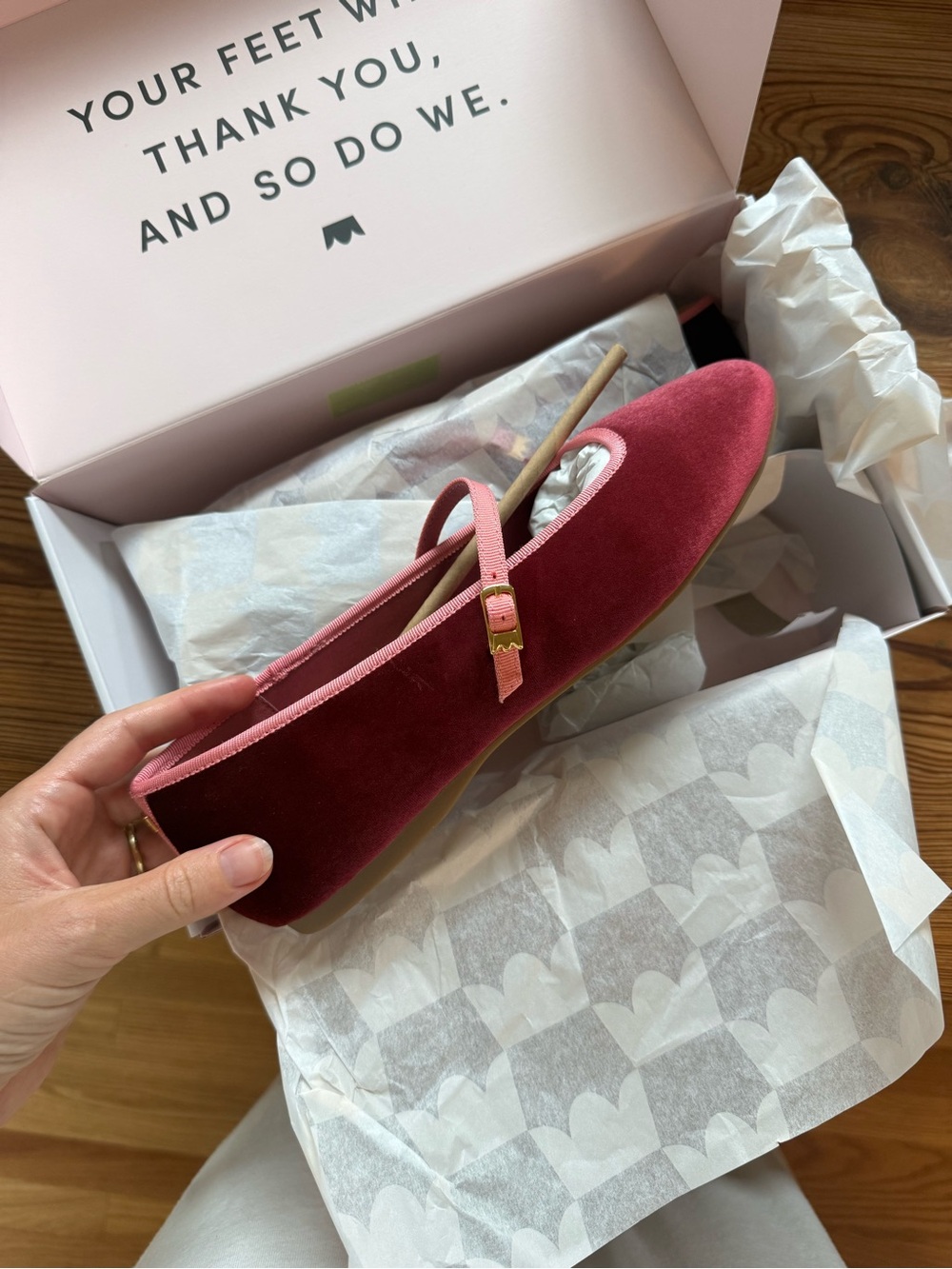 Birdies Cognac Velvet Mary Jane with Coral Pink Trim - Picture 5 of 8